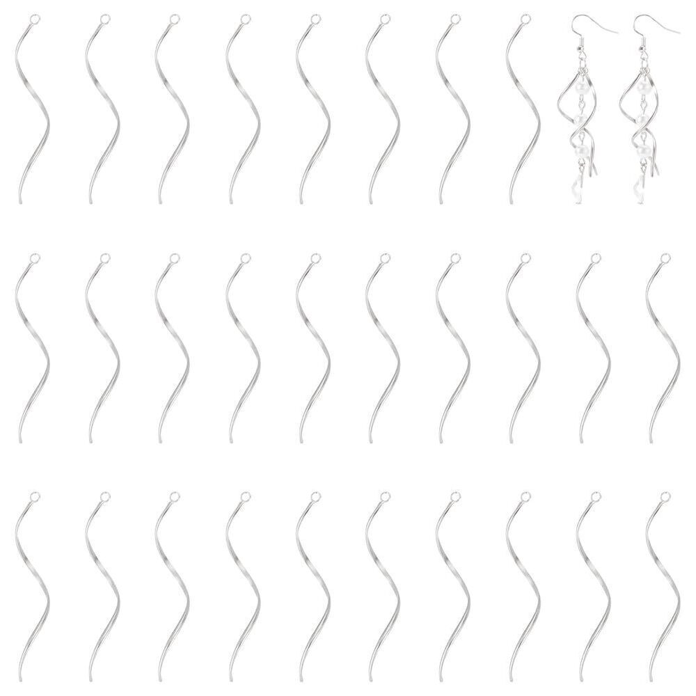 6784 40Pcs 49mm Twist Bar & Pendants Earrings & Bar Charms Long Strip